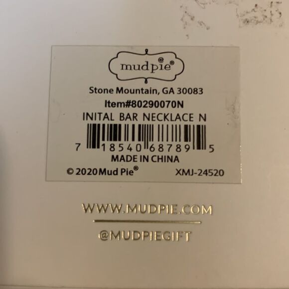 Mud Pie initial bar necklace goldtone 16" chain.  Your CHOICE - Picture 5 of 5
